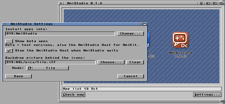 AmiStudio Settings window